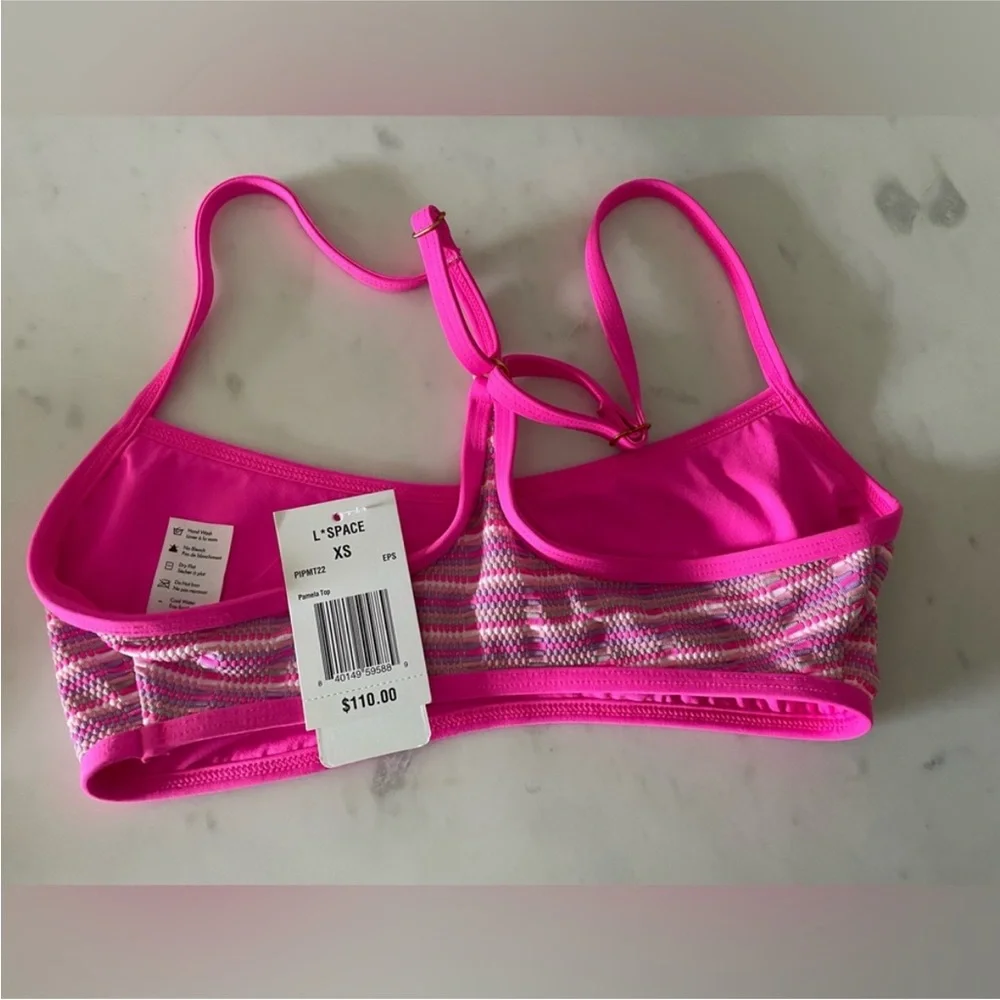 L* Space Pique Stripe Pamela Bikini Top - Electric Pique Stripe - Picture 2 of 4